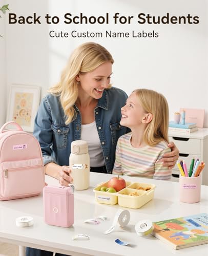 Image of NIIMBOT D110 Label Maker Machine, Bluetooth Thermal Label Printer for School Home Office Organization, Mini Thermal Printer, Label Maker with 1 Label Tape, Pink