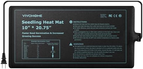 VIVOHOME 20W Waterproof Seedling Heat Mat for Seed Starting Propagation and Increase Germination Success 10 Inch x 20.75 Inch