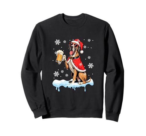 Santa Dogge Sonnenbrille Trinkbier Weihnachtsbesitzer Sweatshirt