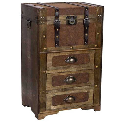 WANDERLUST DECO Baúl de Madera marrón 41x30x64