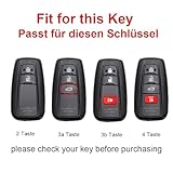 TECART Leather Smart Car Key Case Cover Fits Toyota Aygo Yaris Corolla C-HR Camry GT86 GR Supra Prius Prado Mirai RAV4 Portable Protective Key Cover Accessories Key A, black blue, 3-Taste - Image 2