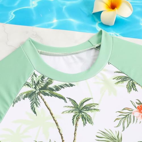 Image of HILEELANG Toddler & Little Girls' Long Sleeve Rash Guard Swimwear Set - UV Protection, 2-Piece Design, Fun Prints, 2-9 Years