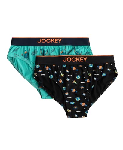 Image of Jockey PB04 Boy's Super Combed Cotton Elastane Stretch Printed Brief with Ultrasoft Waistband (Pack of 2)