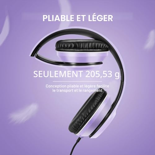 Lorelei X8 Casque Filaire mic 1,45 m Nylon Anti-nœuds 3,5 mm, léger Pliable Portable Smartphone Tablette Ordinateur MP3/4 (Violet foncé) – vue 4