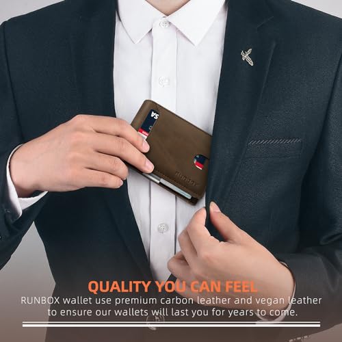 RUNBOX Money Clip Wallets for Men,Slim Leather Mens Bifold Wallet,RFID Blocking Front Pocket Wallet,Thin Credit Card Holder with Gift Box - Thumbnail 6