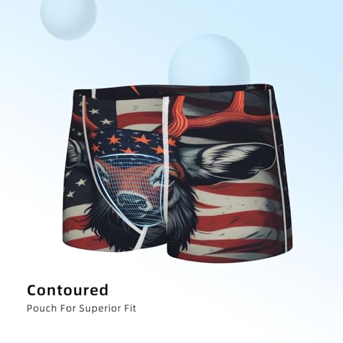 Boys' Cotton Boxer Brief Soft Underwear-Modern Usa Deer Head4