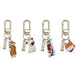 4pcs Animals Corgi Shiba Inu Keychain Set Cute Dog Key Ring Corgi Shiba Inu Accessories for Girl Women (KR-Animals)