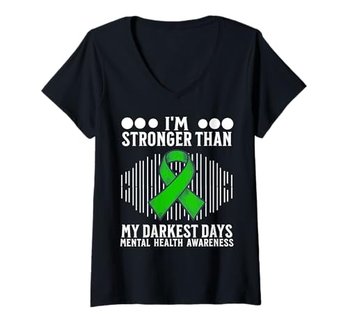 Damen Mental Health Awareness Items Mental Health Warrior Gifts T-Shirt mit V-Ausschnitt