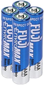 Fuji Enviromax AAA batteries, extra heavy duty, manufactured to be eco-friendly and powerful, Carbon Zinc - (Pack of 4)