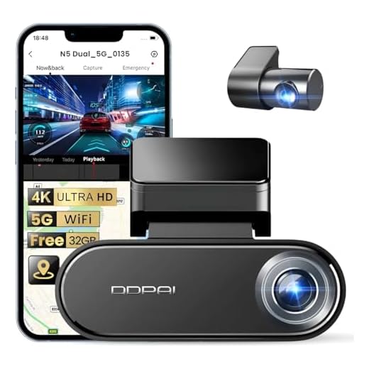 DDPAI N5 Dual Câmera Veicular Frontal e Traseira, 4K +1080P Dash Cam Integrada com 32G eMMC, Câmera de Carro WiFi 5G GPS, G-Sensor, Visão Noturna, Monitor de Estacionamento 24 Horas(Sem Cartão SD)