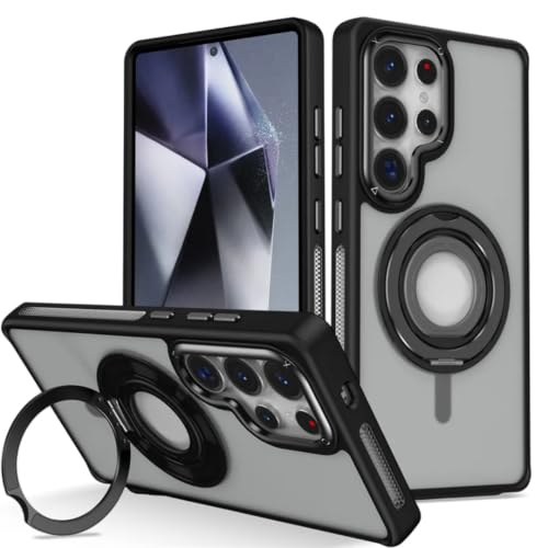 Coque Samsung S24 antichoc noire givrée avec support de table ajustable