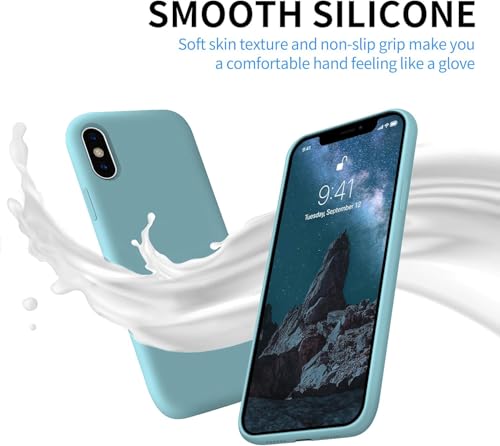 LOXXO Microfiber Candy Case Compatible For Iphone X/Xs Liquid Silicone Gel Rubber Phone Cases Non-Slip Full Body Protective Shockproof Back Cover (Cactus), Blue 4 41mp7radTVL