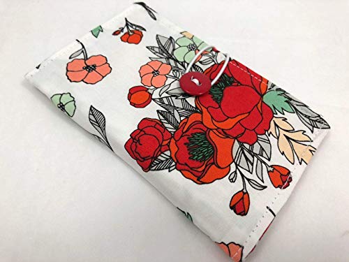 Tea Bag Wallet Case Organizer - Soulmate Blooms Red