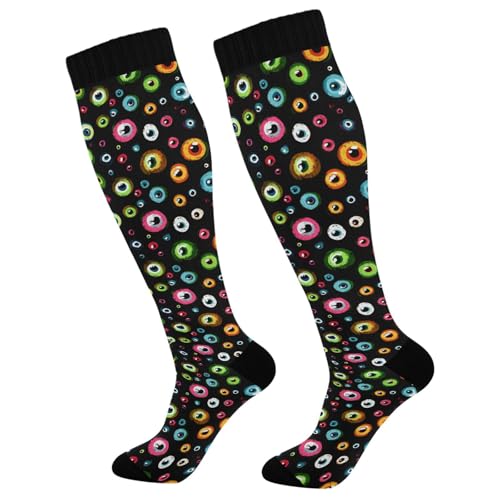 Image of Wusikd Blue Yellow Monster Trucks Compression Socks for Women and Men Circulation Long Socks for Athletic Running 1