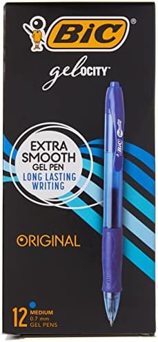 BIC RLC11-BLUE Gel-ocity Retractable Gel Pen, Medium Point (0.7 mm), Blue, 12-Count