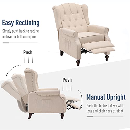 Samery Recliner Chair With Massage & Heating- Modern Accent Chair Upholstered Armchair Fabric Single Sofa Lounge Reading Club Chair With Tufted Wingback For Small Spaces Bedroom Living Room #TOP1