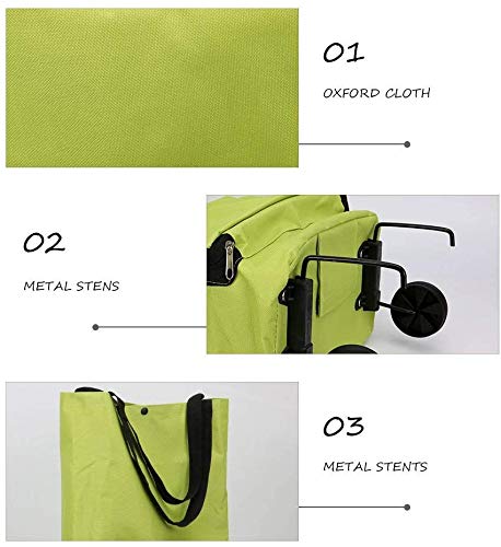 Anze Leichter tragbarer Einkaufstrolley, Faltbar Einkaufstasche mit Rädern, Faltbarer Einkaufswagen Wiederverwendbare… – Bild 6