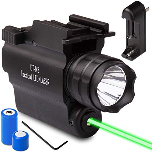 Pantrypoet Pistol Light and Green Laser Sight Combo for Guns, 300lm Tactical Flashlight White LED and Green Beam Combo