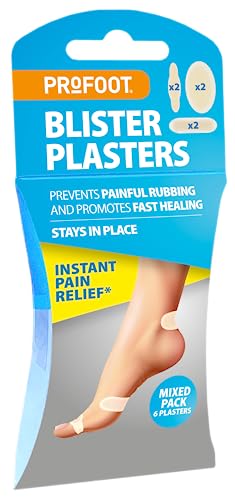 Profoot Blister Plasters - Mixed Sizes - Ideal for Painful Blisters - Prevents Painful Rubbing - Instant Pain Relief - 6 per Pack