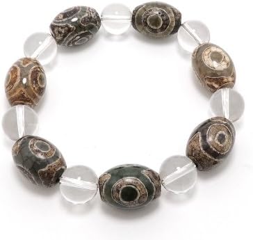 [機縁パワーストーン]エスニックブレスレット・アジアンパワーストーン(メンズ) チベット天珠(三眼)AAAAナツメ玉16ミリ クリス