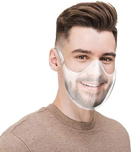Blitzby Upgraded clear Breathable Adult Mouth Shield, face mask Face Protection & Washable Clear Face Covering, Reusable Bandanas face scarf (1 pack)
