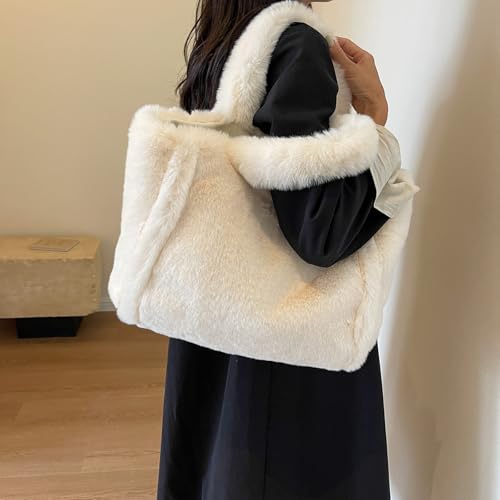 Bolso tote peludo grande para mujer miniatura 2