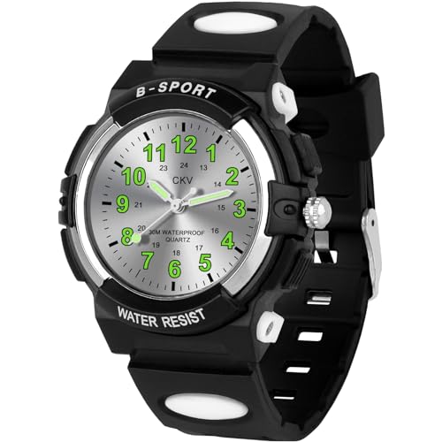 Image of CKV Kids Watch for Boys Girls Ages 5-12, Waterproof Time Teacher Easy to Read Analog Sport Outdoor Children Watches with Soft Band for Kids