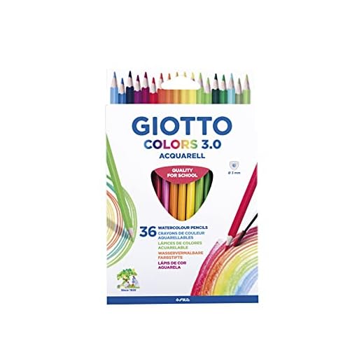GIOTTO Colors 3.0, Lápices de Colores Acuarelables, Forma Triangular, Mina 3 mm, Colores Surtidos, 36 Unidades