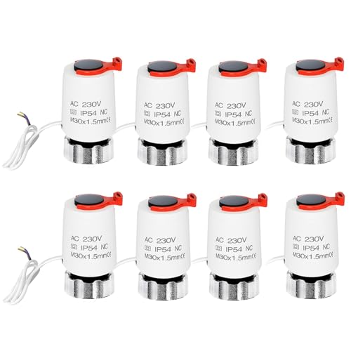 Stellantrieb Fussbodenheizung 230v M30x1,5 NC (stromlos geschlossen), Stellmotor VA80 für Fußbodenheizung, Fußbodenheizung Ventil für nahezu jeden Heizkreisverteiler (8) Stellantrieb Fussbodenheizung 230v M30x1,5 NC (stromlos geschlossen), Stellmotor VA80 für Fußbodenheizung, Fußbodenheizung Ventil für nahezu jeden Heizkreisverteiler (8)