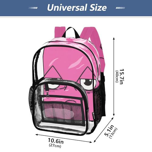 Cartoon Cute Big Eyes Pink Kids Clear Backpack For School Clear Bookbag For Girls Boys See Through Transparent PVC Bag4