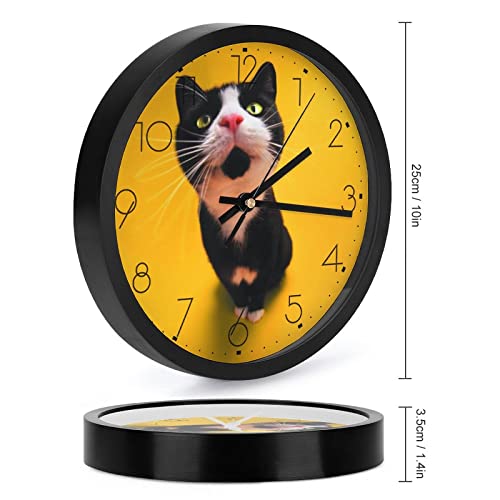 Pendule murale chat marrant et silencieuse de 25.4cm pour decoration de bureau