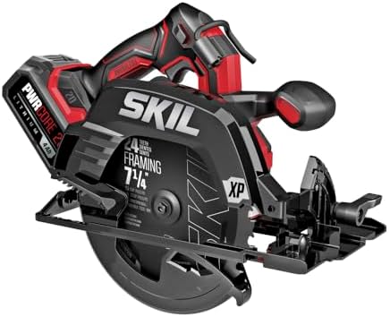 SKIL PWR CORE 20 Brushless 20V 7-1/4" 5300 RPM, Circular Saw Kit Including 4.0Ah Lithium Battery and Quick Charger-CR5440B-10