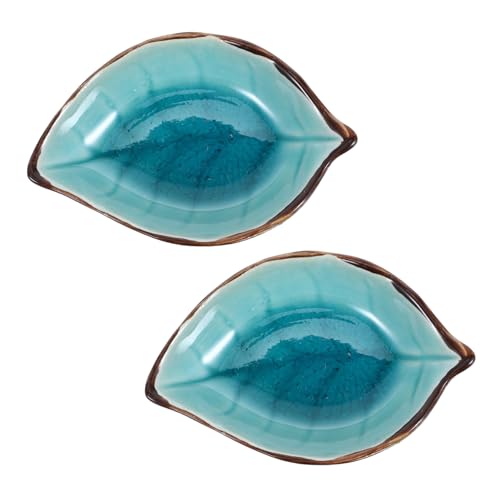 NAMOARLY 2pezzi Portacucchiaio Ceramico Forma Di Foglia Elegante Poggiamestolo Per Utensili Da Cucina Per Decorare Tuo Piano Di Lavoro Stile Moderno Per Cucchiaini Piccoli Utensili Design