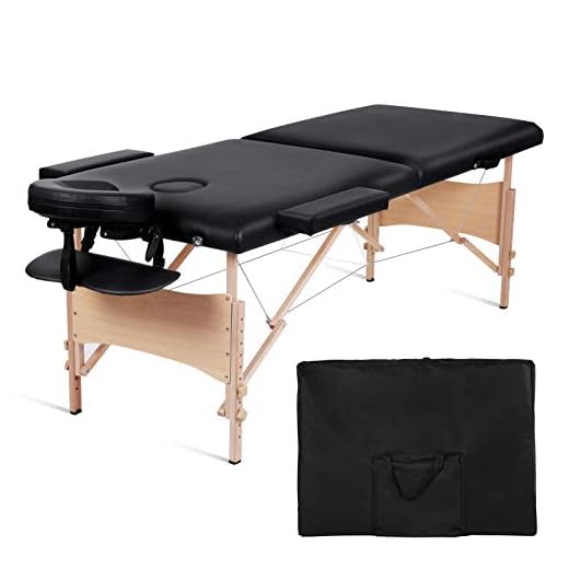 MaxKare Folding Massage Table Portable Facial SPA Professional Massage Bed With Carrying Bag 2 Fold Lash Bed with Head-& Armrest (Black)