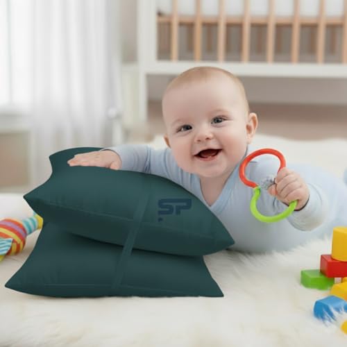 Image of Toddler Travel Pillow case Set of 2 PC Pillow Cover 100% Egyptian Cotton Decorative Pillow case 500 Thread Count Baby Pillow case with Zipper Closure Toddler Pillow case 12x16 inch, Teal
