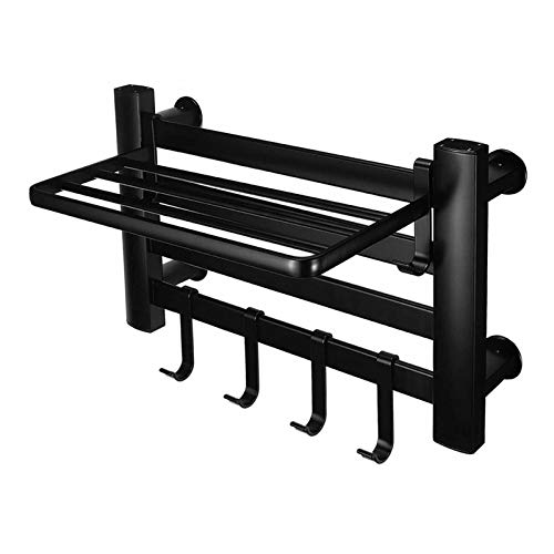 Toallero eléctrico con Enchufe Negro, toallero calefactable, Soporte para secar Toallas en el baño, eficaz, diseño Que Ahorra Espacio.