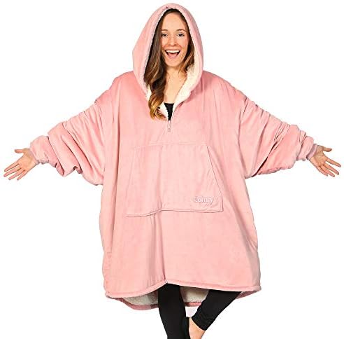 THE COMFY Original Quarter Zip | Oversized Microfiber & Sherpa Wearable Blanket with Zipper, Seen On Shark Tank, One Size Fits All Dark Navy