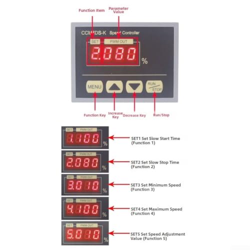 Regulador digital DC 21kHz con controlador motor PWM 12V-80V 30A suave 8