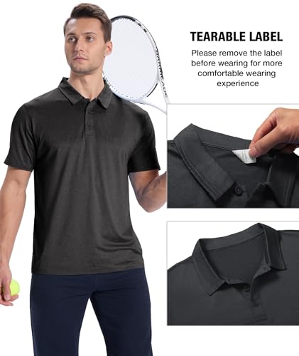 ZITY 3 Pack Mens Polo Shirts Short Sleeve Golf Polo Moisture Wicking Performance Collared Casual Tennis Athletic T-Shirt Black/Grey/Blue - image 3
