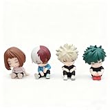 Starida 4 figuras MHA de anime sentado Midoriya, Bakugou Katsuki, colección de decoración de coche, modelo de regalo