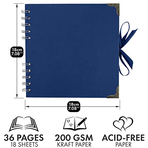 image for Bstorify Square Scrapbook Photo Albums 7 x 7 Inch Blue Hardcover with 