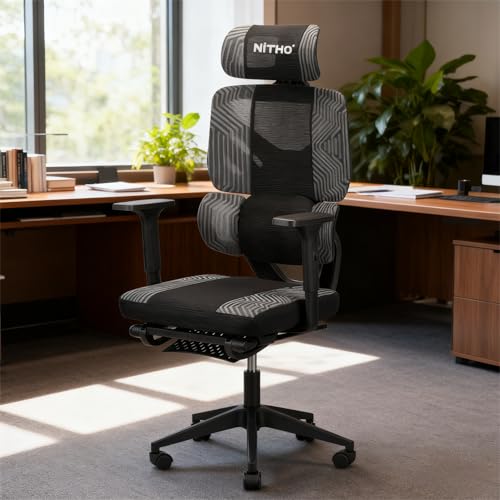 Image of NiTHO Matrix V2 Series Ergonomic Mesh Gaming Office Chair | Lumbar Back Support Computer Desk Chair with Adjustable Armrests, Rocking Recline & Height Adjustable Swivel Chair for Work or Gaming, Black
