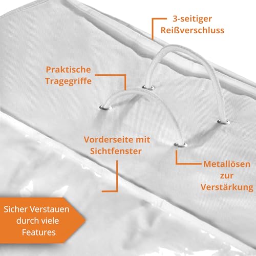 sleepling 5er Set Aufbewahrungstasche für Bettdecken, Aufbewahrung Taschen für Bettwäsche, Bettdecken und Kissen, Reißverschluss, Tragegriffe, staubfrei