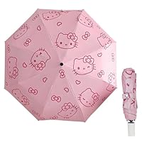 NBHUZEHUA Cute Pink Umbrella for Women Kids Girls Travel Umbrella Compact for Rain & Sun Small Portable Folding Umbrellas