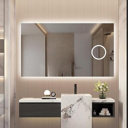 STYLE GLASS Specchio bagno con led RIO 120x70cm - Specchio da parete con luci LED - Specchio bagno led con kit di fissaggio - Specchio da parete moderno con specchio ingranditore con luce