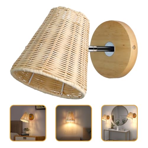 Aplique de pared de ratán compacto para iluminar espacios reducidos con luz cálida E27 4