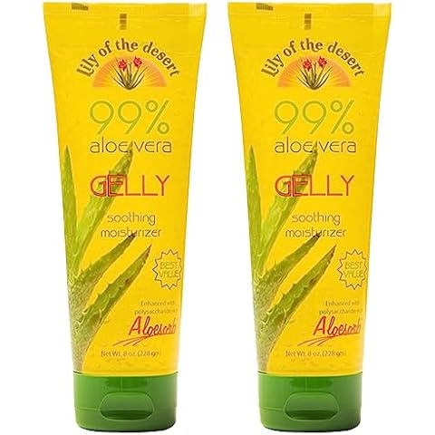 Lily Of The Desert Gelly Moisturizer - 99% Organic Aloe Vera Gel for Skin, After Sun Care with Aloe, Vitamin E Oil, and Vitamin C for Sunburn Relief, 8 Fl Oz (Pack of 2) Cover