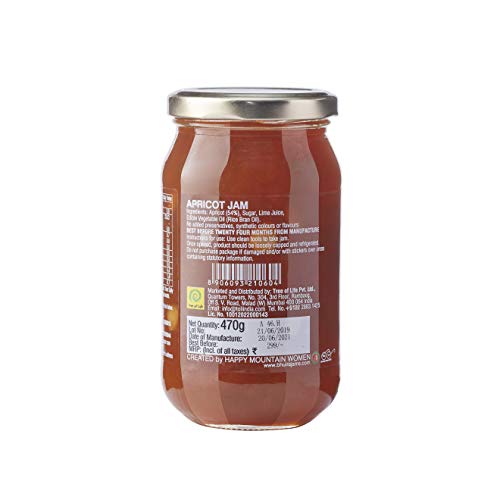Image of Bhuira Apricot Jam - 470g | All Natural No Added Preservatives, Artificial Colors | Handmade Himachal Vegan Spread | Breakfast Dessert Jam | Healthy Snack | Guilt-Free | Sweet Tart