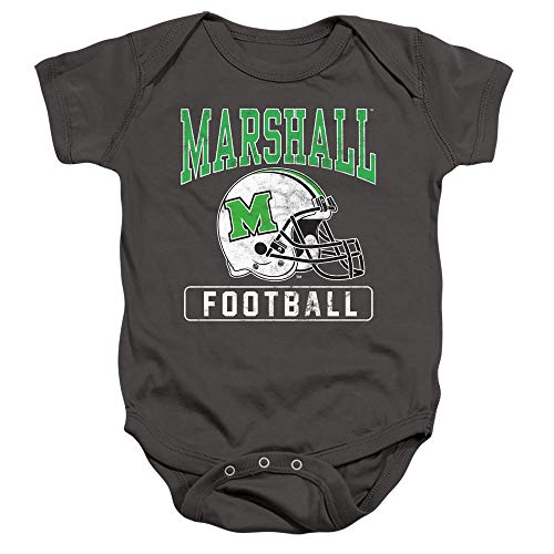 Marshall University Official Football Helmet Unisex Infant Snap Suit for Baby,Charcoal, 18 Months