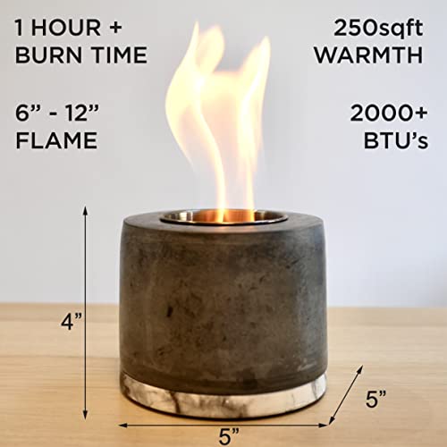 Roundfire Concrete Tabletop Fire Pit - Ethanol Fire Pit, Fire Bowl, Mini Personal Fireplace For Indoor & Garden - Bio Ethanol Fuel #TOP3